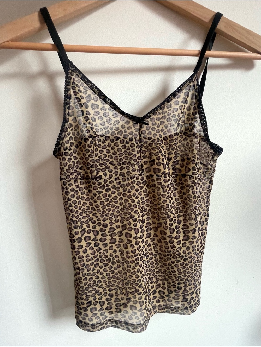 Vintage Leopard Print Sheer Mesh Cami Tank Top